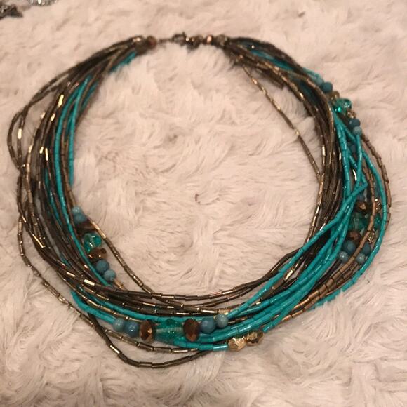 Vintage multi strand beaded choker necklace - Picture 2 of 5